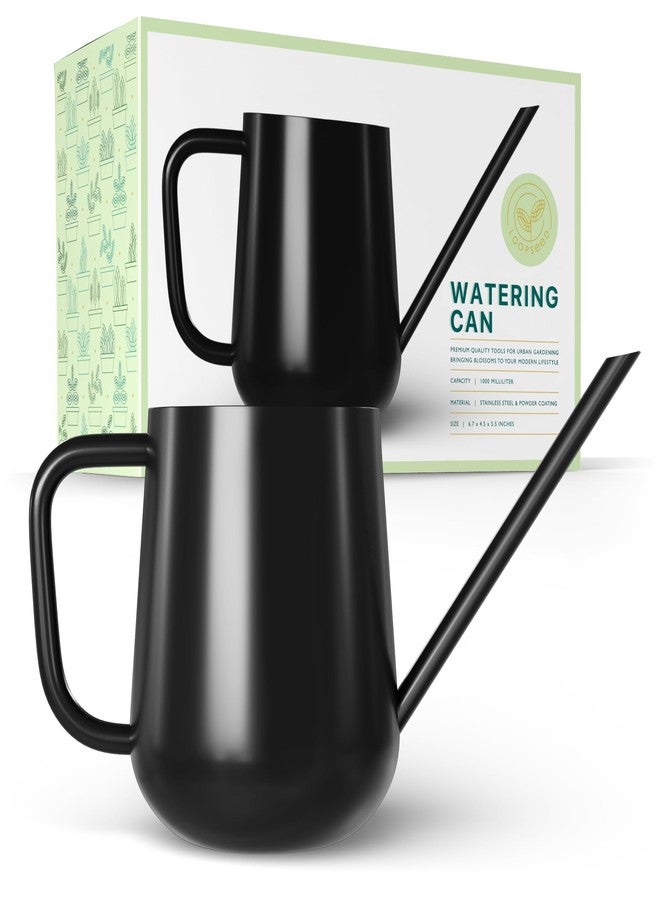 LOOPSEED Metal Watering Can for Indoor Houseplants Outdoor Garden Long Sprout Water Can for Succulents Herb Bonsai Modern Garden Tool 33.8oz/1000ml (Dashing Black) - Image 1