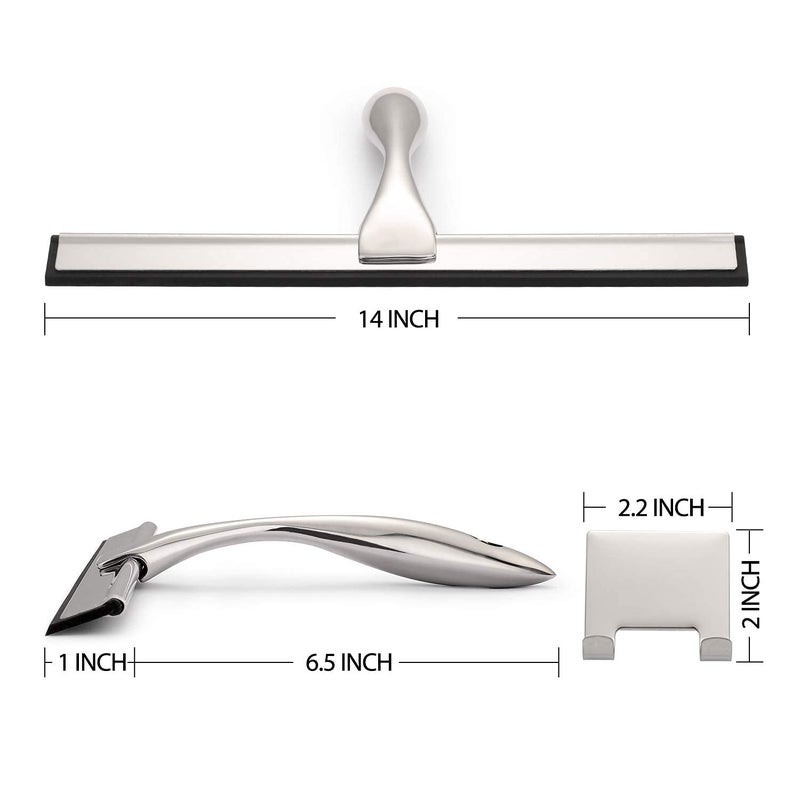Hiware All-Purpose Shower Squeegee for Shower Doors, Bathroom, Window and Car Glass - Stainless Steel, 14 Inches - Image 2
