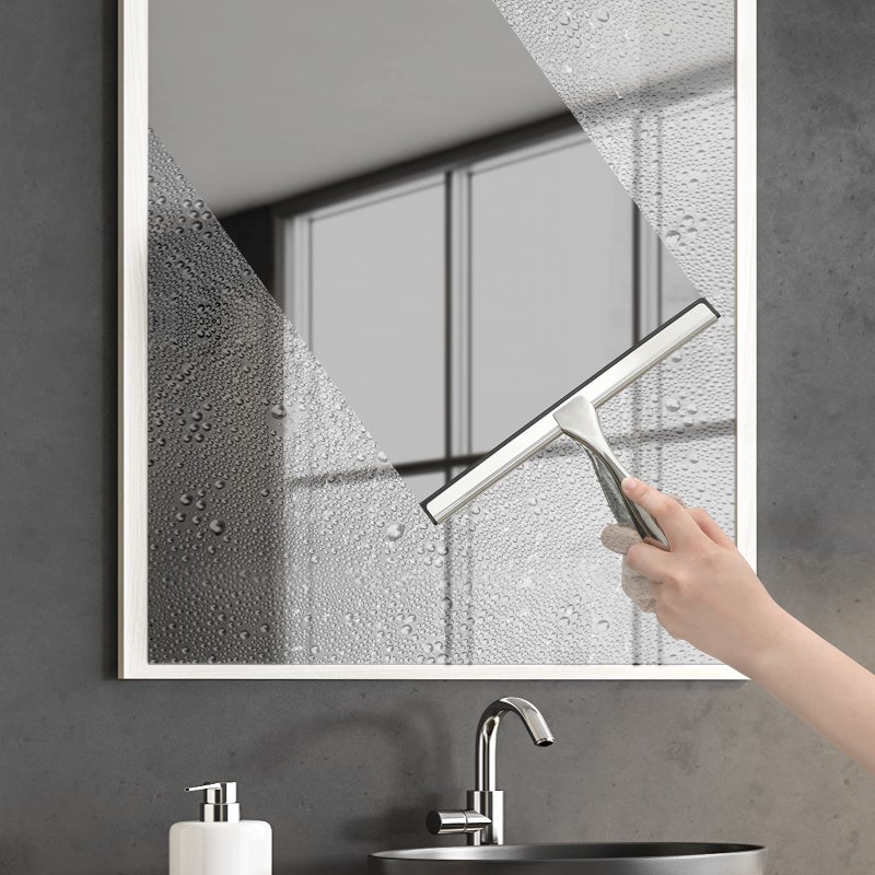 Hiware All-Purpose Shower Squeegee for Shower Doors, Bathroom, Window and Car Glass - Stainless Steel, 14 Inches - Image 4