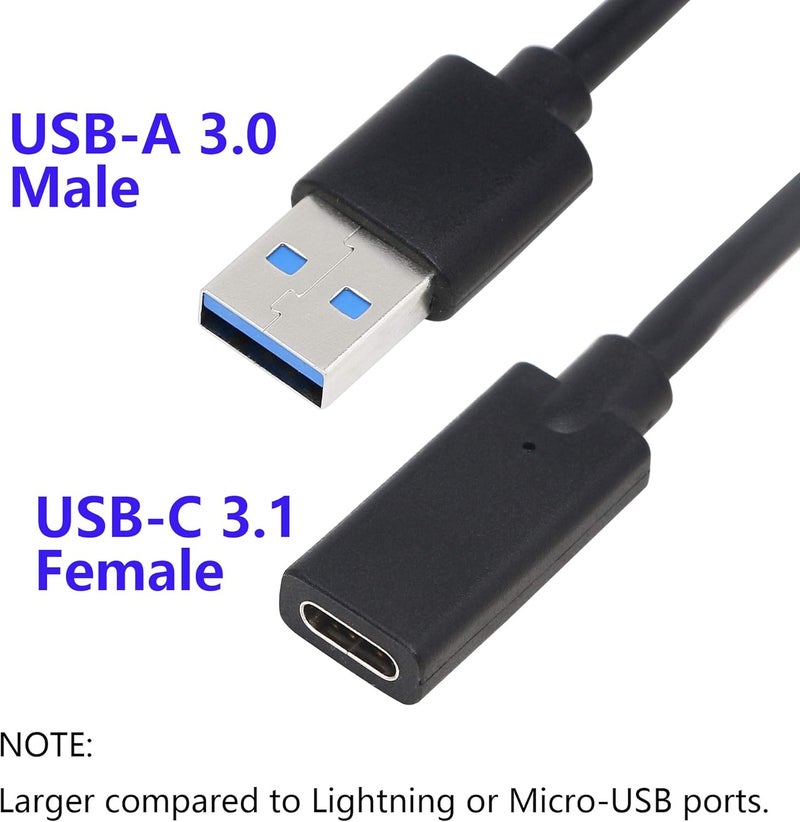 CERRXIAN USB 30 Type A Male to USB 30 Type C Female Connector Converter Adapter Black 3ft - Image 2