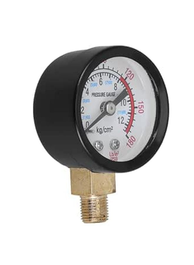 Industrial Air Pressure Gauge 0 12kg Bottom Mount Brass Fittings Protective Case - Image 1