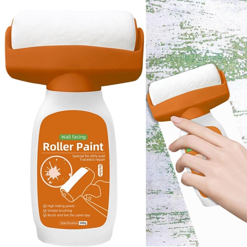 BIRZAR Wall Repair Roller Paint Multifunctional White Paint Roller for Wall Painting Water Based Latex DIY Wall Rolling Paint for Wall Repair Rolling Brush Wall Paint Tool for Cracks & Stains (500g) - Image 1