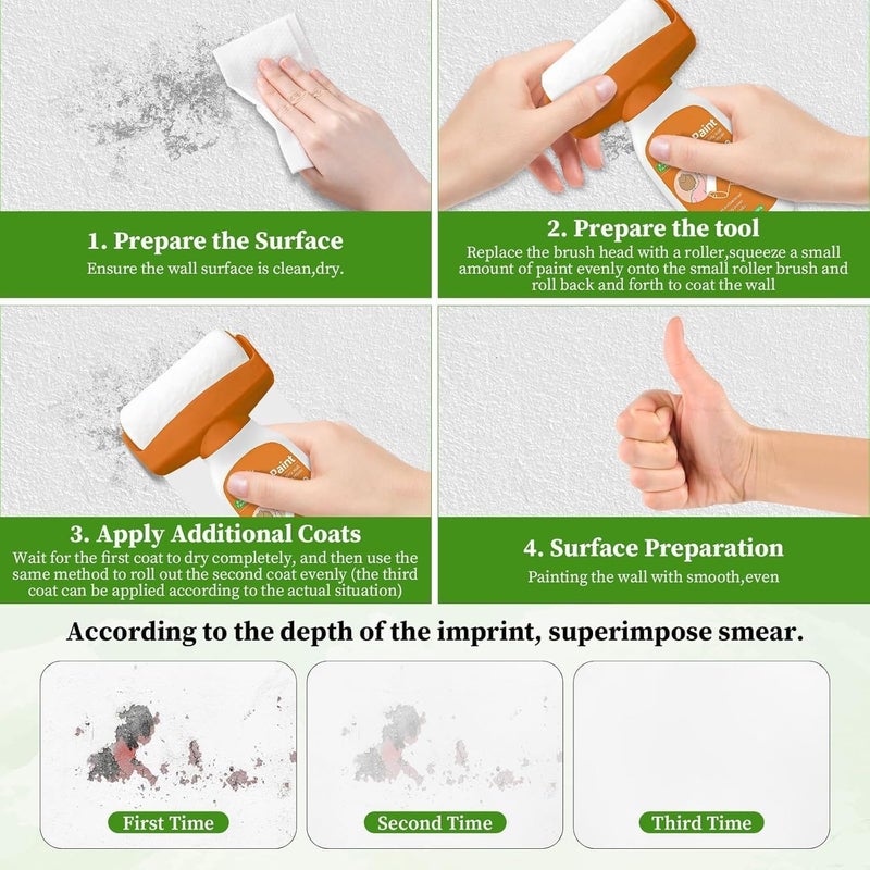 BIRZAR Wall Repair Roller Paint Multifunctional White Paint Roller for Wall Painting Water Based Latex DIY Wall Rolling Paint for Wall Repair Rolling Brush Wall Paint Tool for Cracks & Stains (500g) - Image 4
