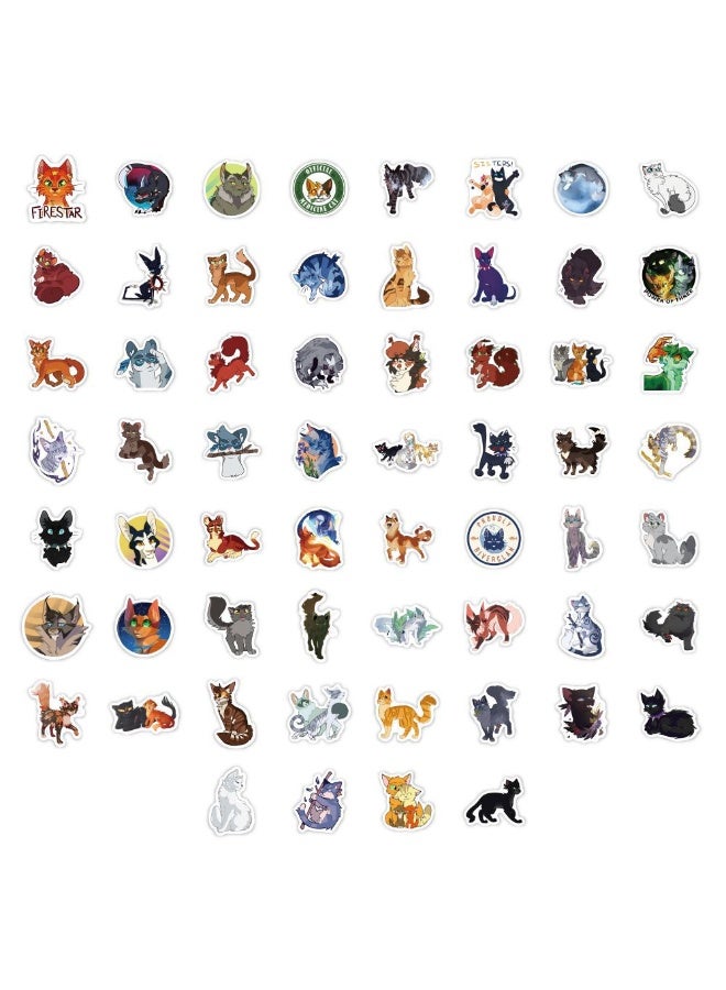 NIBEMINENT 60 Pcs Warriors Cats Deco Kit Waterproof Stickers, High Definition Printing Bright Colors, Suitable for Laptop Skateboard Luggage Water Bottle Guitar DIY