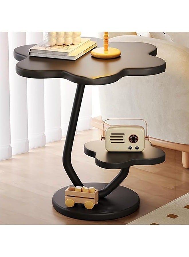 Arabest 2-Tier Modern Flower Shape Coffee Table with Metal Frame - Compact End Table for Small Spaces, Perfect for Living Room, Bedroom, or Office, Black - Image 1