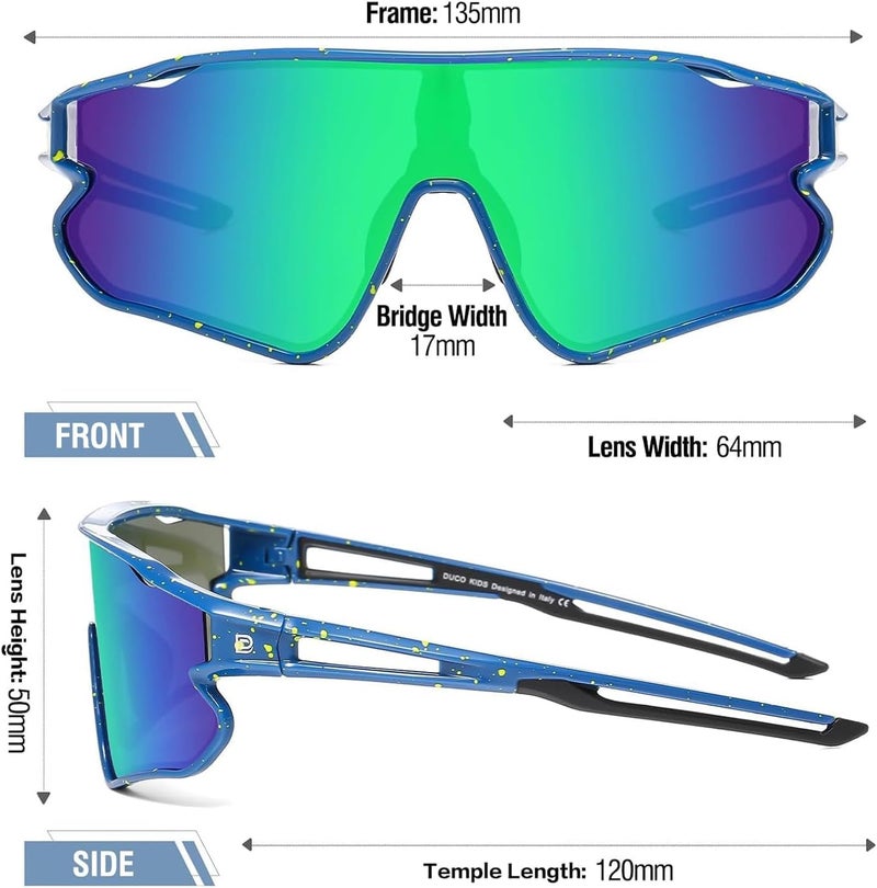 DUCO Kids Sunglasses Polarized UV Protection 400 - Kids Sports Sunglasses Boys with Lightweight TR90 Frame - Youth Baseball and Cycling Sun Glasses for Boys & Girls - DK268 - Image 3