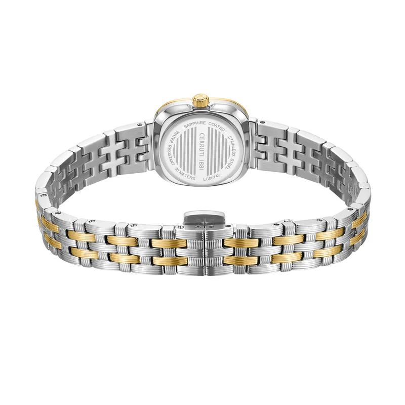 شيروتي 1881 Women's Mira Analog Women's Watch - Champagne Mother of Pearl Dial, Crystal Indexes, Two-Tone Bracelet