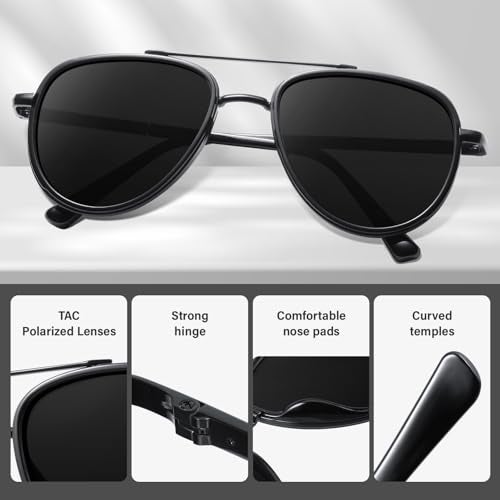 KUGUAOK Polarized Aviator Sunglasses for Women Men UV Protection Running Outdoors Tangle Free Sun Glasses Vintage Shades - Image 5