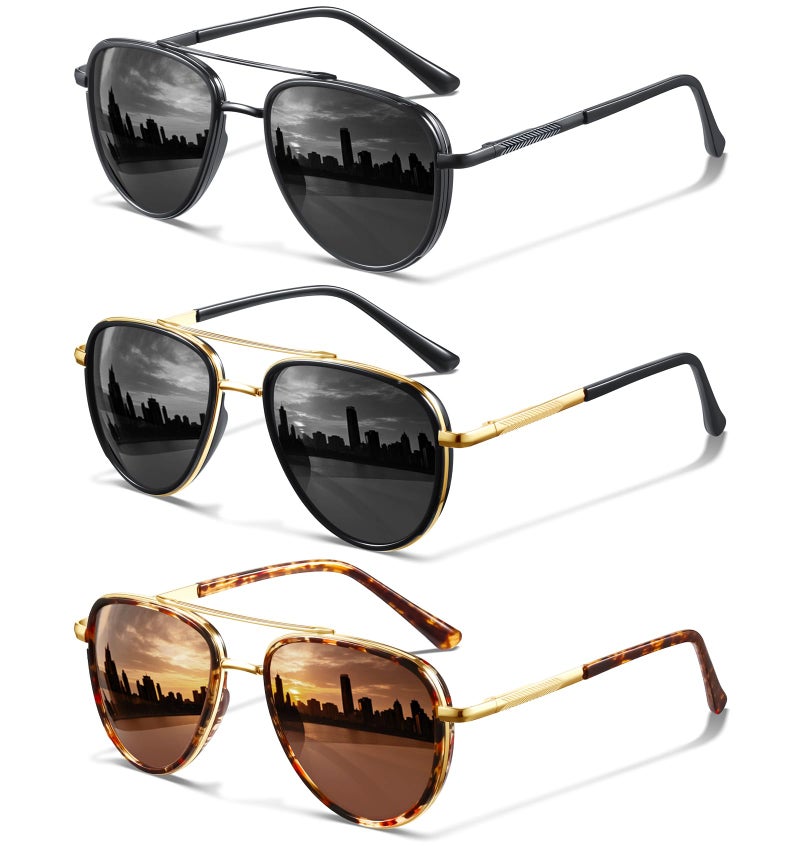 KUGUAOK Polarized Aviator Sunglasses for Women Men UV Protection Running Outdoors Tangle Free Sun Glasses Vintage Shades - Image 1