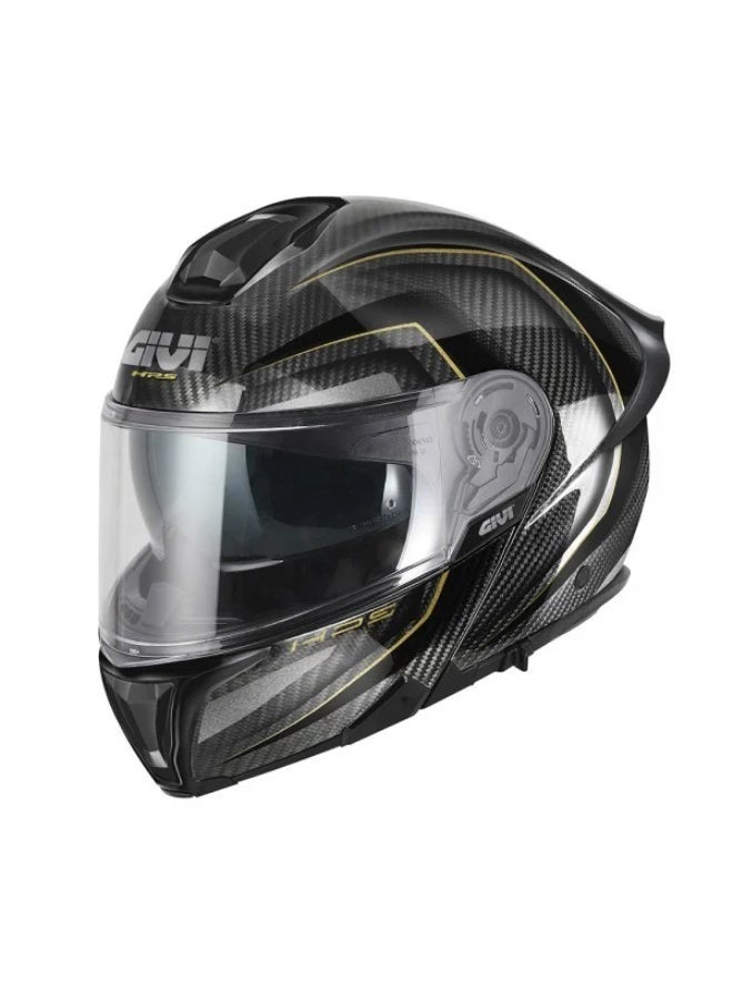 Givi X.50 Modular Helmet – Solid Carbon Black Glossy Gold - Image 1