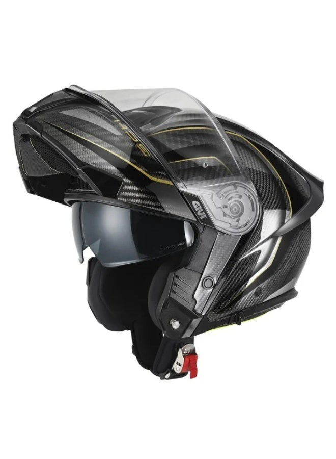 Givi X.50 Modular Helmet – Solid Carbon Black Glossy Gold - Image 2