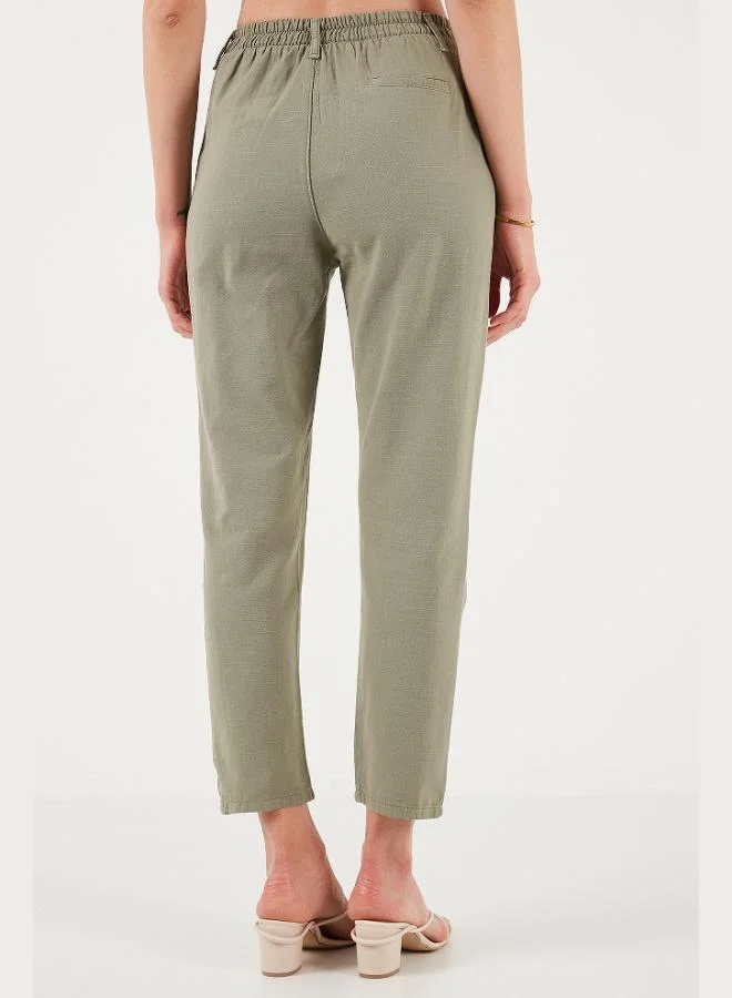 Lela  Lela Cotton Slim Fit Normal Waist Straight Leg Trousers Women's TROUSERS 668Y5121 for Women | Best Price UAE
