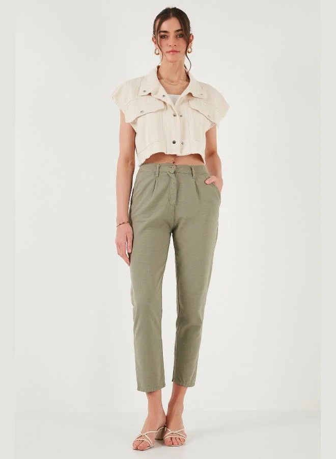 Lela  Lela Cotton Slim Fit Normal Waist Straight Leg Trousers Women's TROUSERS 668Y5121 for Women | Best Price UAE