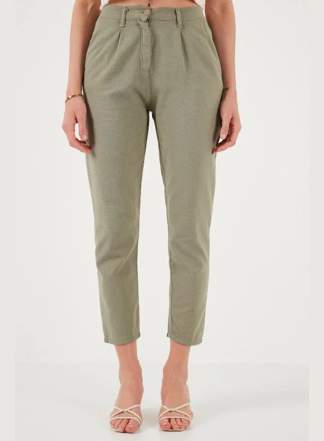 Lela Lela Cotton Slim Fit Normal Waist Straight Leg Trousers Women's TROUSERS 668Y5121