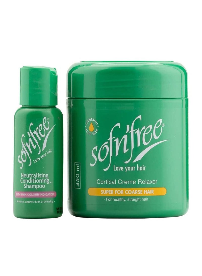 Sofn'free Cortical Creme Shampoo and Relaxer Set - Image 1