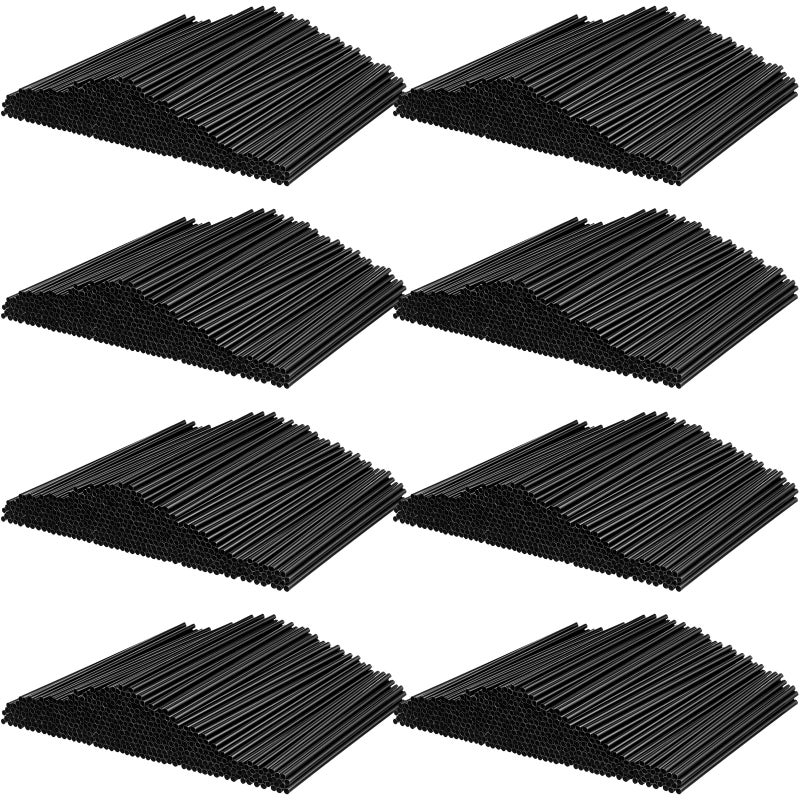 6000 Count Coffee Cocktail Stirrers Straws Disposable Plastic Sip Stir Sticks Cocktail Drink Stirrers Sticks Cups Straws for Bars Juice DrinkingBlack5 Inch