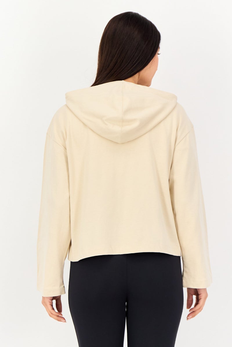 Nike Women Loose Fit Long Sleeve Outdoor Hoodie, Beige - Image 2