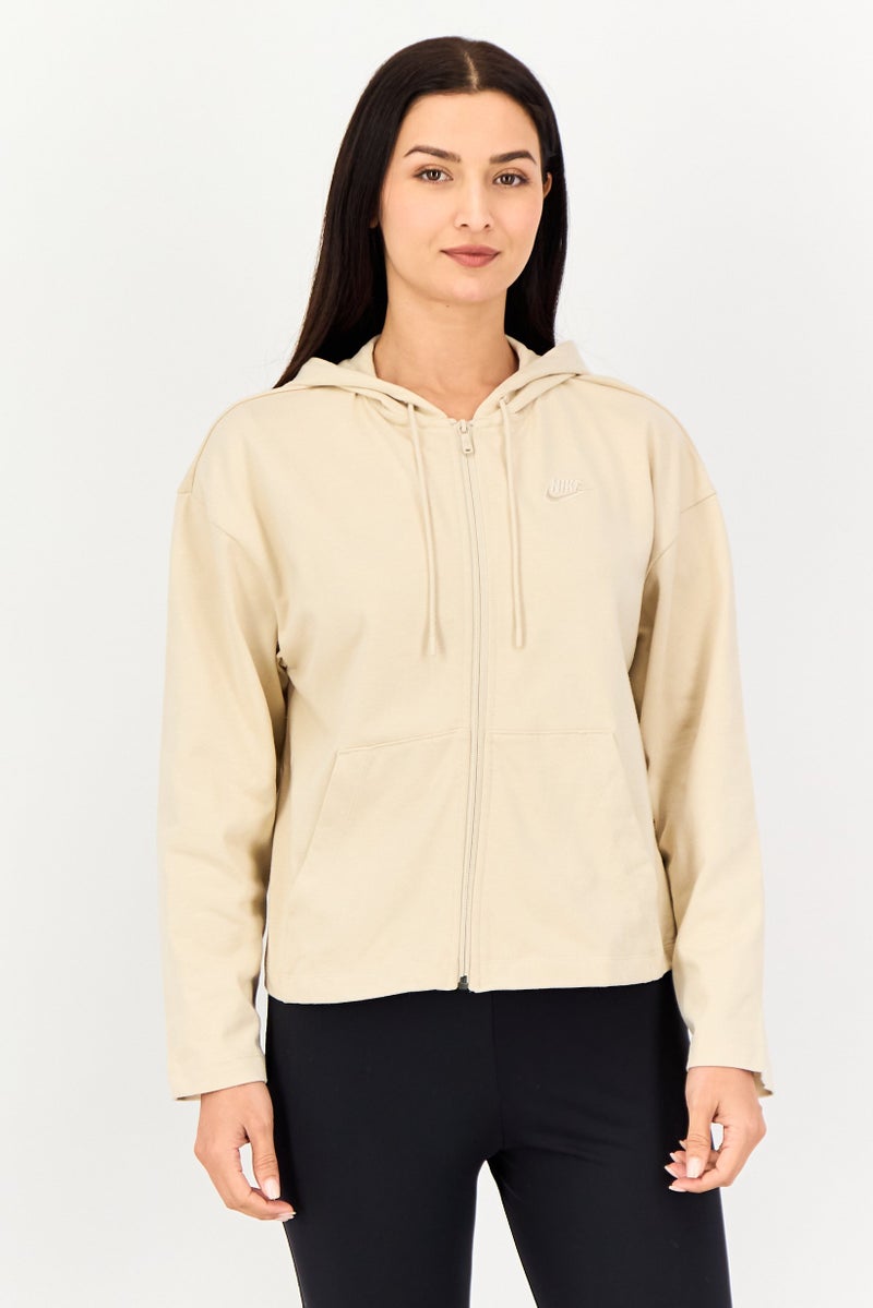 Nike Women Loose Fit Long Sleeve Outdoor Hoodie, Beige - Image 1