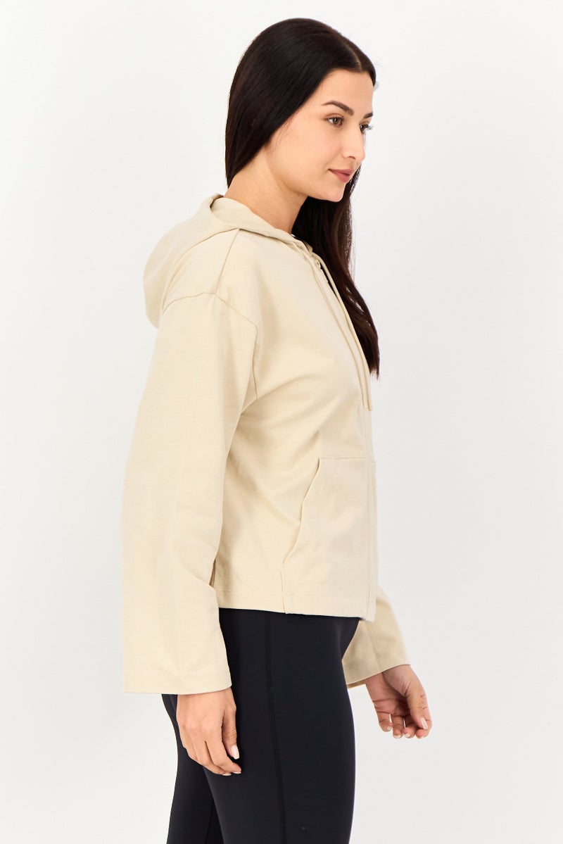 Nike Women Loose Fit Long Sleeve Outdoor Hoodie, Beige - Image 3