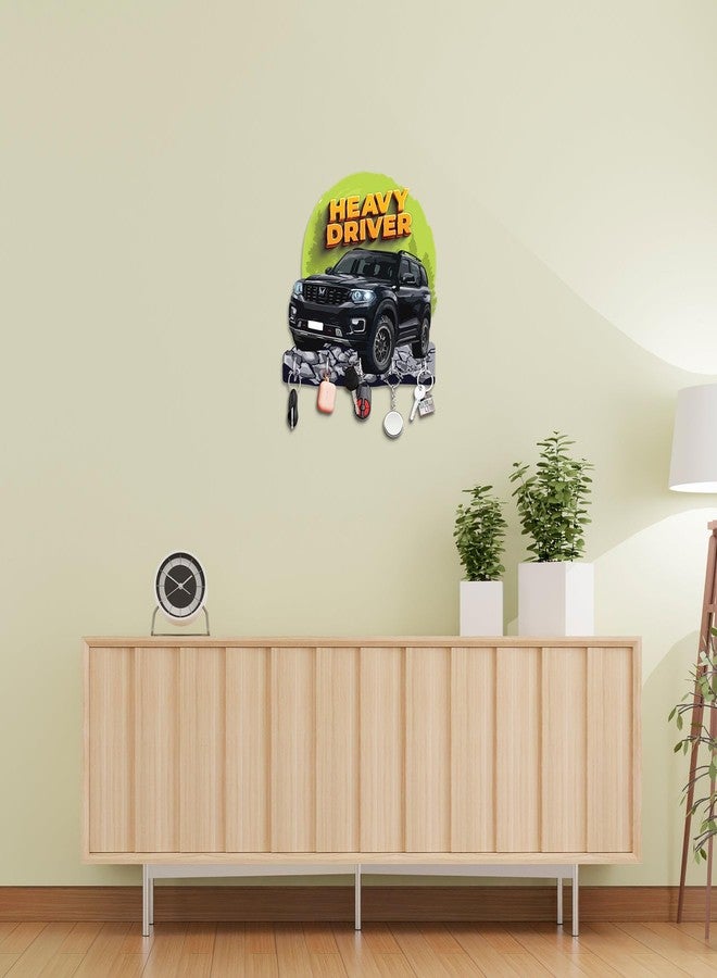 CRAFTINKY Wooden Key Holder & Wall Organizer Collection | Black Scorpio Car Stylish 5-Hook Key | 5mm Sturdy Pinewood | for Home & Office (Black, 8 x 8 inches) - Image 4
