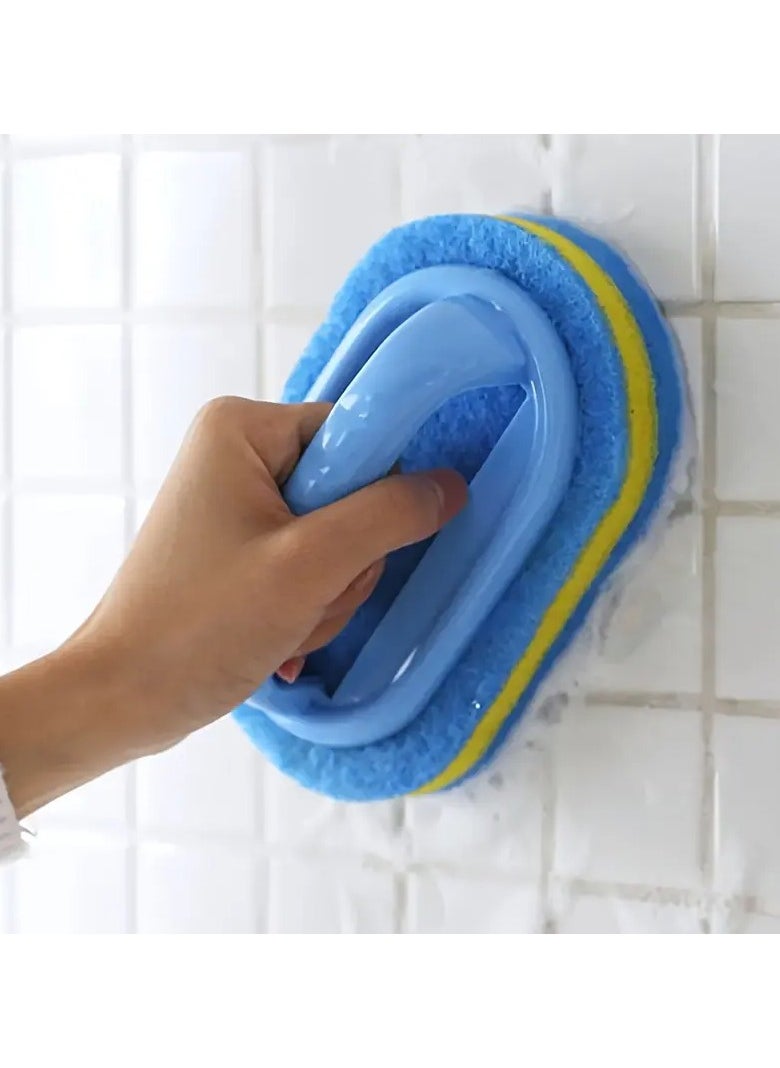 Goolsky 2pcs Ergonomic Magic Sponge Scrubbers with Handle - Reusable, Non-Electric Cleaning Tool for Sparkling Kitchen & Bathroom Surfaces, Ideal for Glass, Walls, Toilets & Ceramics  - Image 1