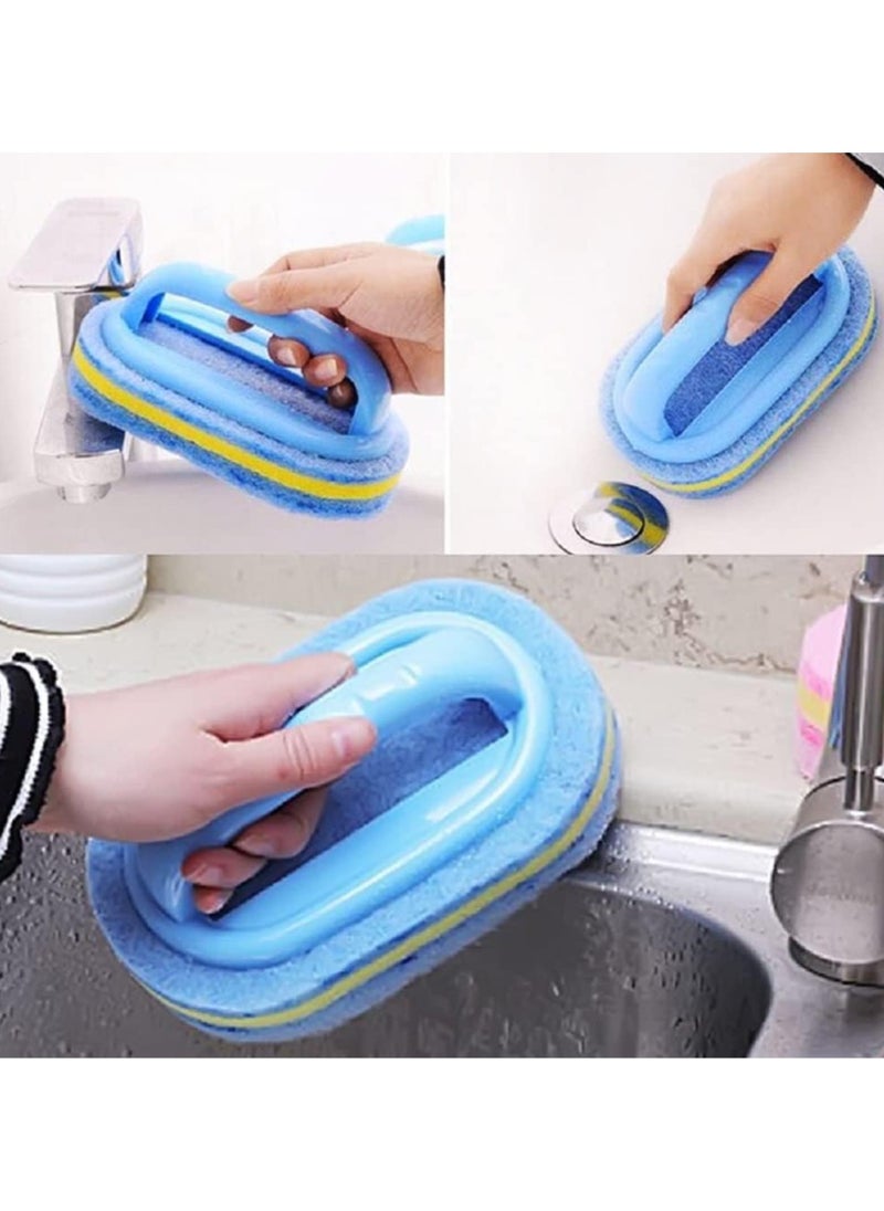 Goolsky 2pcs Ergonomic Magic Sponge Scrubbers with Handle - Reusable, Non-Electric Cleaning Tool for Sparkling Kitchen & Bathroom Surfaces, Ideal for Glass, Walls, Toilets & Ceramics  - Image 2