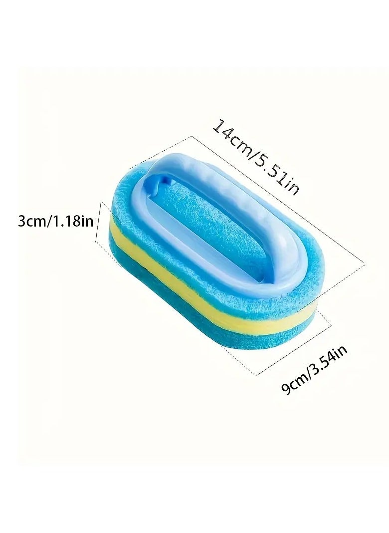 Goolsky 2pcs Ergonomic Magic Sponge Scrubbers with Handle - Reusable, Non-Electric Cleaning Tool for Sparkling Kitchen & Bathroom Surfaces, Ideal for Glass, Walls, Toilets & Ceramics  - Image 4