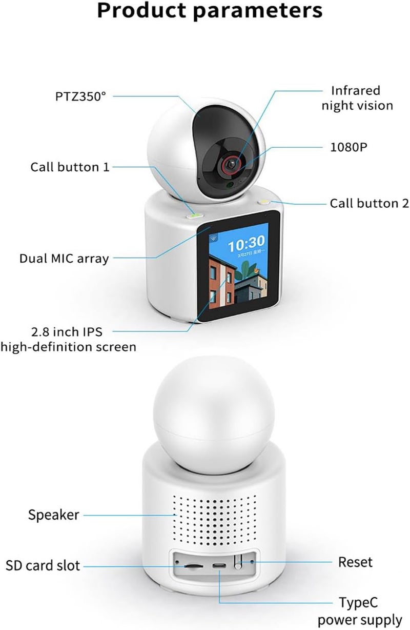 Generic Smart Video Calling Baby Monitor Camera with Screen - 1 Click Call, Two-Way Video Calling, 360° View | Motion Sensor, Night Vision, App Alert Indoor Pet Monitoring, Ideal for Baby Monitor, Pet Camera - Image 5