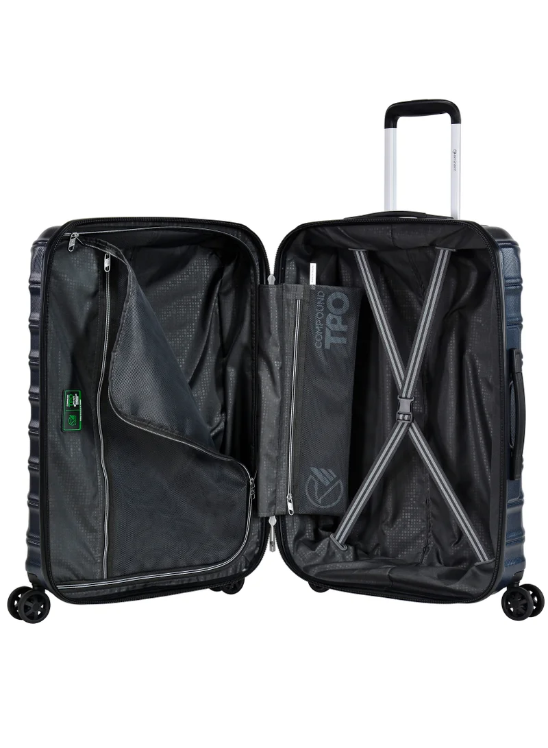eminent Hard Case Travel Bag Trolley Luggage Set of 3 TPO Lightweight Suitcase 4 Quiet Double Spinner Wheels with TSA Lock KK30 Dark Navy