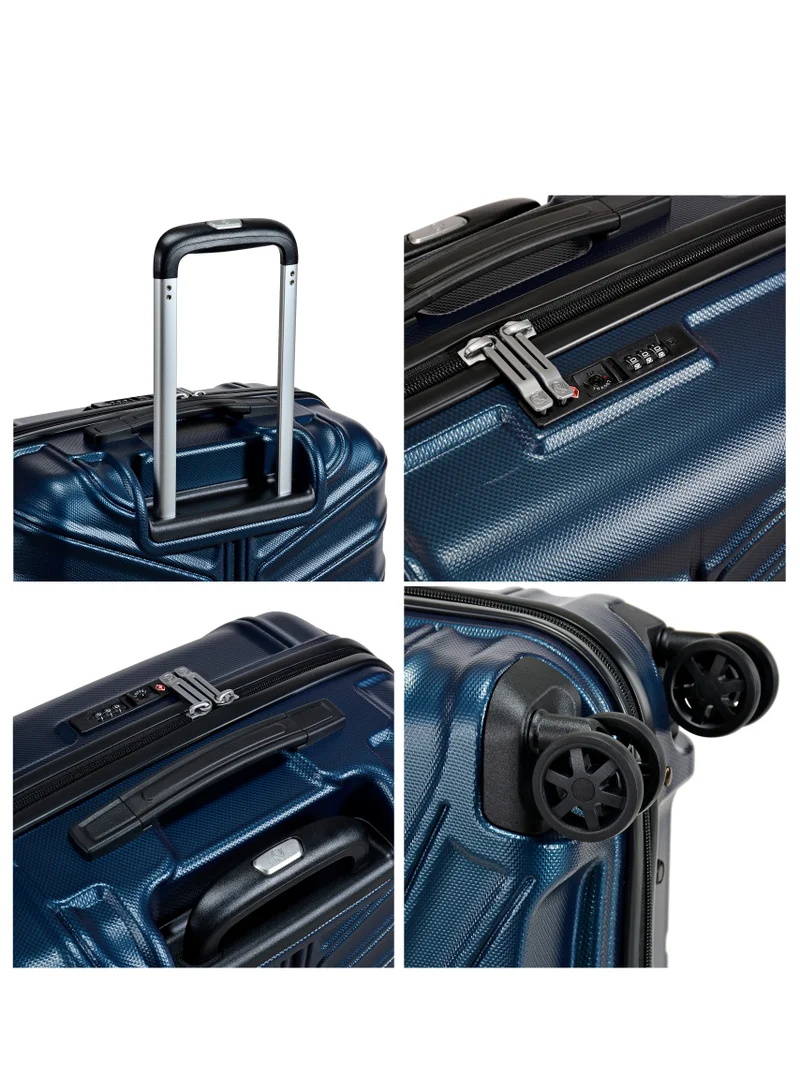eminent Hard Case Travel Bag Trolley Luggage Set of 3 TPO Lightweight Suitcase 4 Quiet Double Spinner Wheels with TSA Lock KK30 Dark Navy