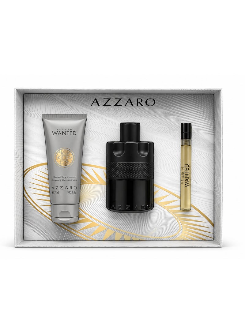 AZZARA AZZARO THE MOST WANTED FOR MEN EDP INTENSE 100ML+SHAMPOO 75ML+TRAVEL SPRAY 10ML GIFT SET - Image 2
