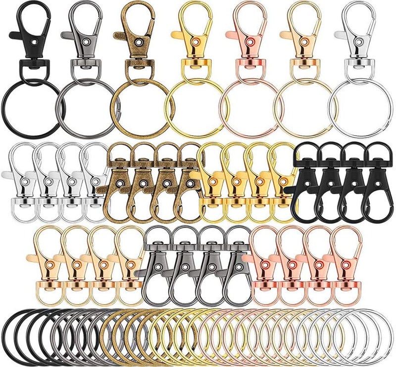 DIY Crafts DIY Crafts 2x, Antique Silver, Curved Lobster Clasps Metal Swivel Lanyard Snap Hook with Key Rings, TV Remote Key Chain, Manual Art Keychain (On(2x, Antique Silver)  - Image 1
