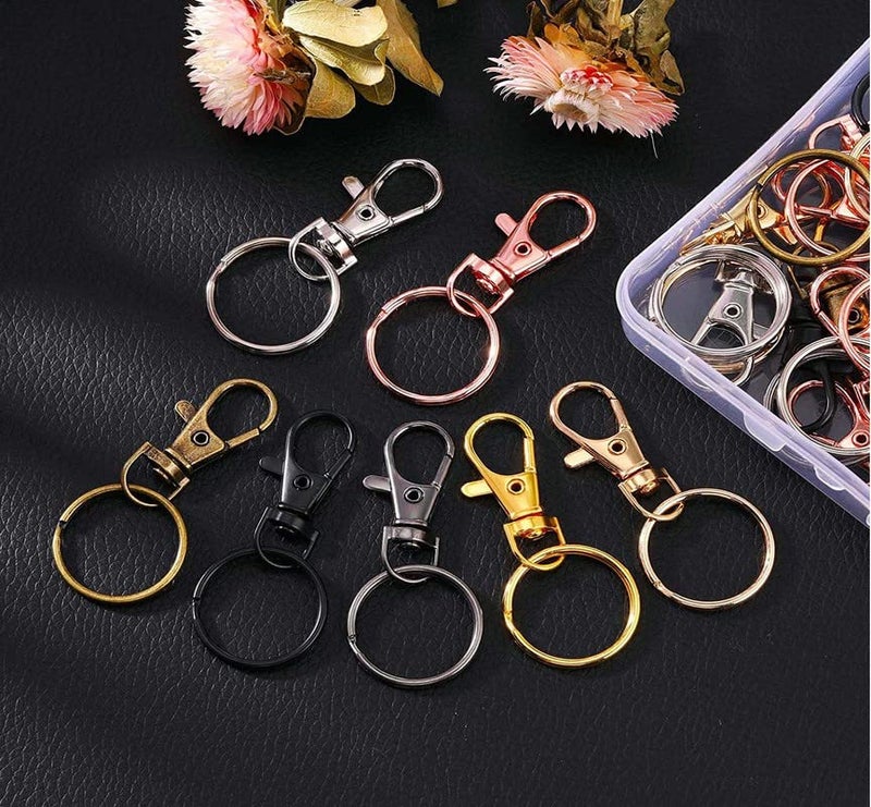 DIY Crafts DIY Crafts 2x, Antique Silver, Curved Lobster Clasps Metal Swivel Lanyard Snap Hook with Key Rings, TV Remote Key Chain, Manual Art Keychain (On(2x, Antique Silver)  - Image 5