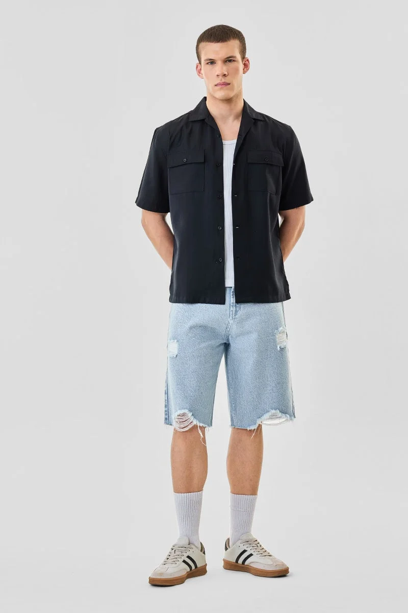 سنيتش قميص بجيوب مزدوجة بقصة صندوقية