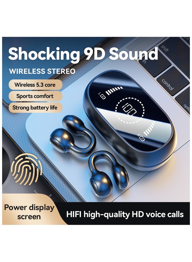 Open Ear HeaWireless Earphones, Bluetooth Earbuds, Futuristic Aesthetic Design, Feather-Like Wearing, Open-Ear Listening, Long Battery Life, iOS And Android Black - Image 2