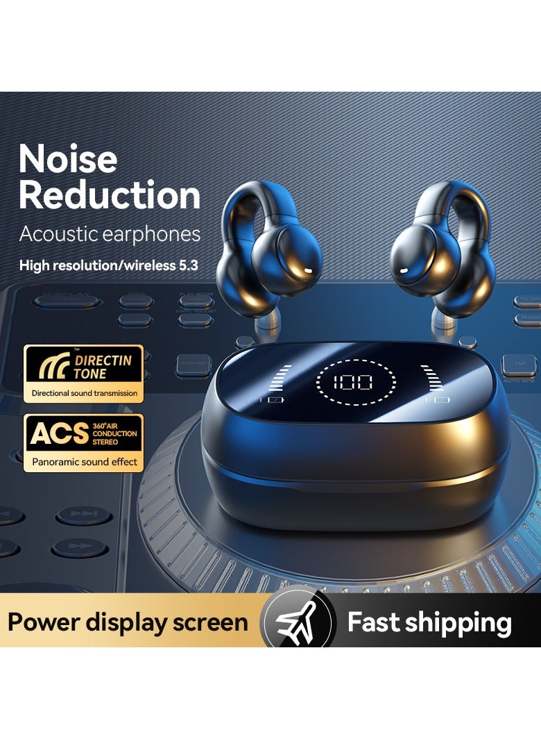 Open Ear HeaWireless Earphones, Bluetooth Earbuds, Futuristic Aesthetic Design, Feather-Like Wearing, Open-Ear Listening, Long Battery Life, iOS And Android Black - Image 3