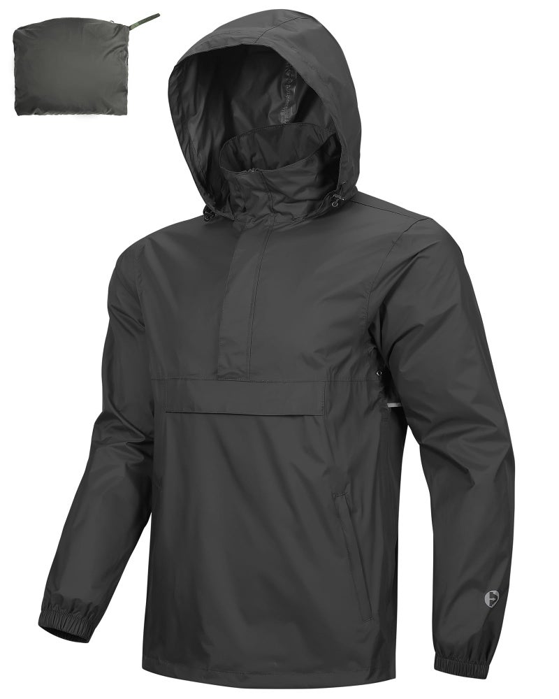 Outdoor Ventures Men's Rain Jacket Waterproof Lightweight Packable Rain Pullover for Hiking Golf Running - Image 1