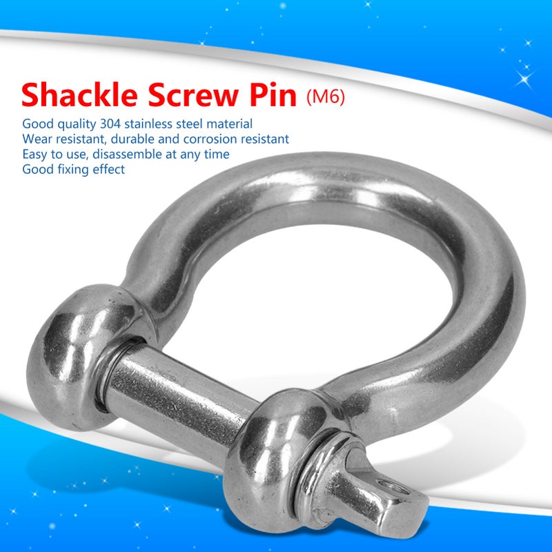 مصلحة ثقل مؤثرة على الشكل المقوس (Bow Shape) مع دبوس مفك (Screw Pin Anchor Shackle) من الفولاذ المقاوم للصدأ 304، موصل لسلسلة أو حبل أسلاك، أداة رفع - 10 قطع مقاس M6 - Image 2