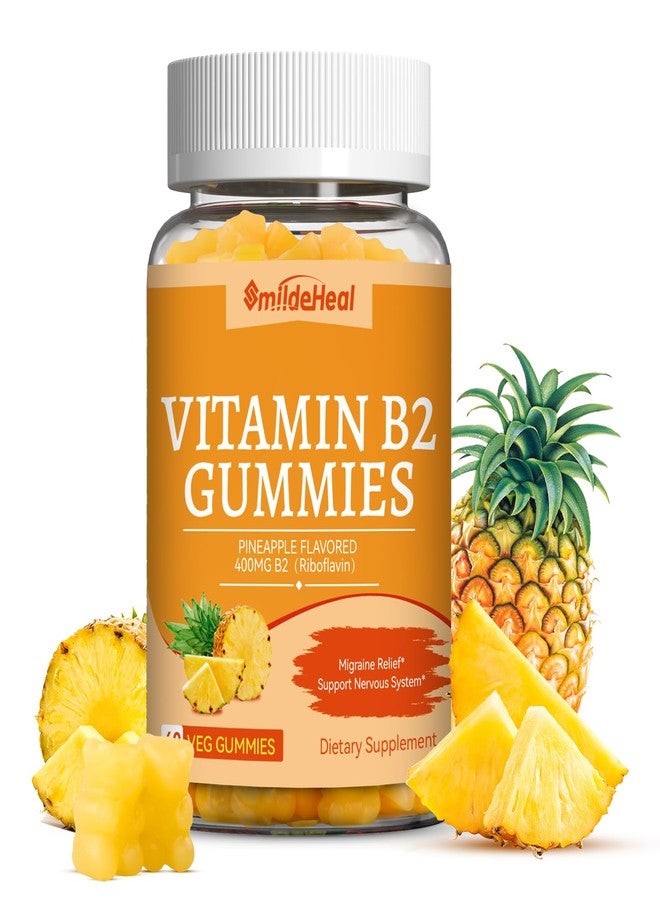 SmildeHeal Vitamin B2 Gummies,Riboflavin 400mg Supplement with Magnesium for Adults,B2 Gummies for Migraine Relief* & Nervous System Support*,Vegan - 60 Counts - Image 1