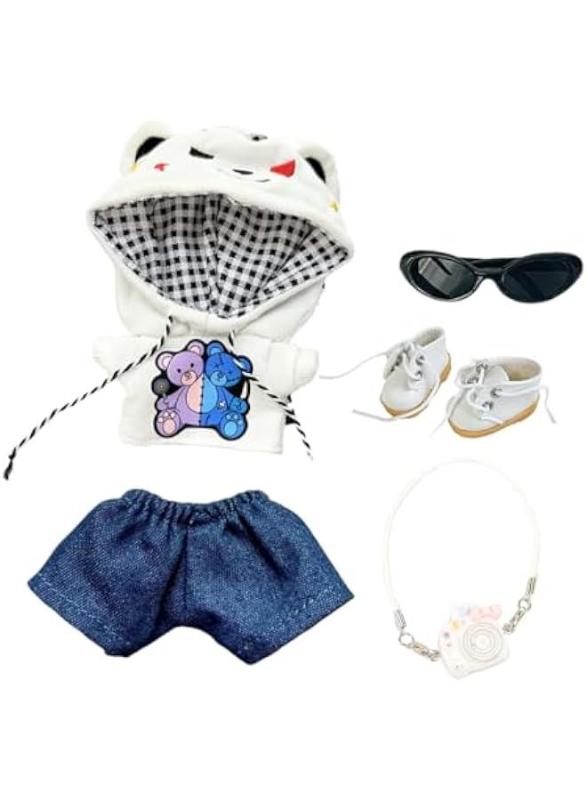 17cm Doll Clothes - 17cm Doll Hoodie  Pants Set,Sweatshirt + Pants + Shoes + Sunglasses + Shoes,Doll Accessories Outfits,No Doll(Style-B)