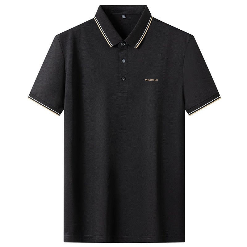 2023 Summer New Men's Solid Color Half-sleeved T-shirt Extra Large Size Lapel Short-sleeved T-shirt Men's Fatty Short-sleeved T-shirt - Image 2