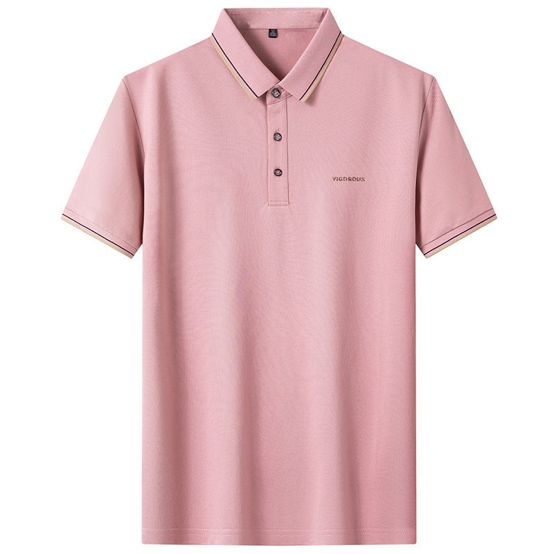 2023 Summer New Men's Solid Color Half-sleeved T-shirt Extra Large Size Lapel Short-sleeved T-shirt Men's Fatty Short-sleeved T-shirt - Image 4
