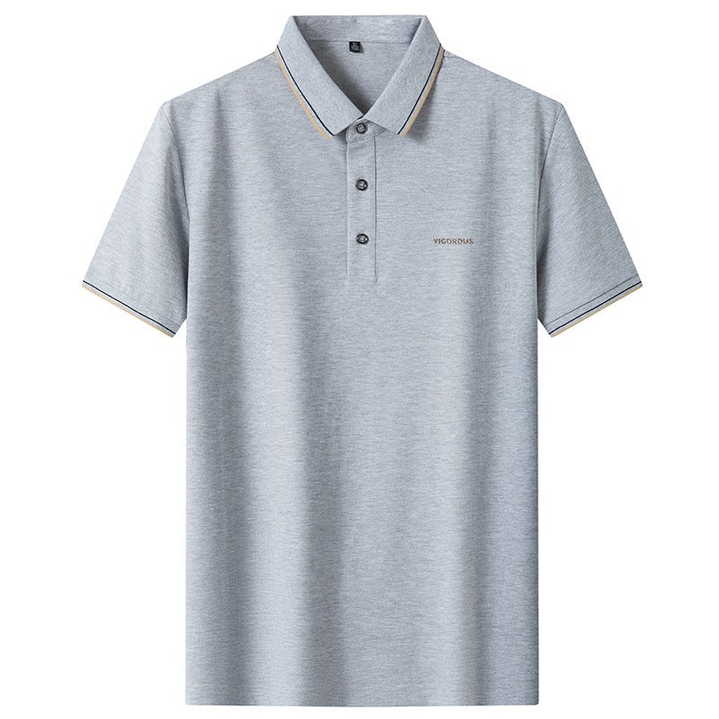 2023 Summer New Men's Solid Color Half-sleeved T-shirt Extra Large Size Lapel Short-sleeved T-shirt Men's Fatty Short-sleeved T-shirt - Image 5