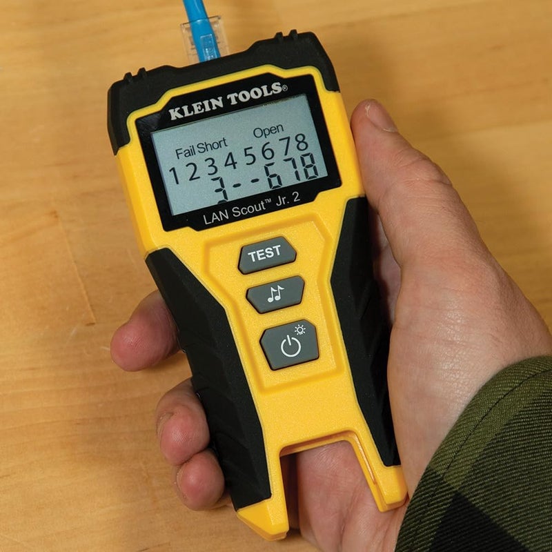 Klein Tools VDV526-200 Cable Tester, LAN Scout Jr. 2 Ethernet Cable Tester for CAT 5e, CAT 6/6A Cables with RJ45 Connections, Black,Yellow, One Size - Image 5