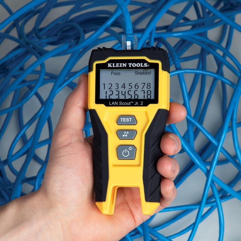 Klein Tools VDV526-200 Cable Tester, LAN Scout Jr. 2 Ethernet Cable Tester for CAT 5e, CAT 6/6A Cables with RJ45 Connections, Black,Yellow, One Size - Image 3