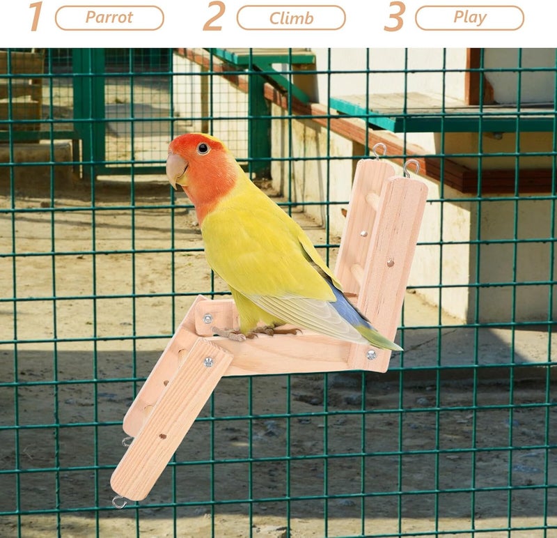 Foldable Parrot Ladder Wooden Climbing Staircase with Claw and Beak Grinding Function Large Bird Cage Accessory for Macaws and Small Pets’ Exercise and Entertainment - Image 5