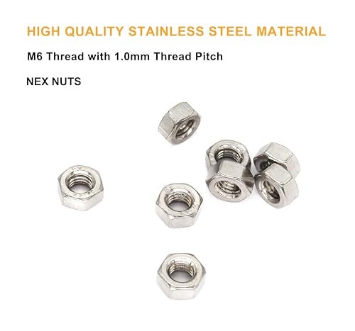 binifiMux M6 Stainless Steel Hex Nuts, Silver, Pack of 50 - Image 3