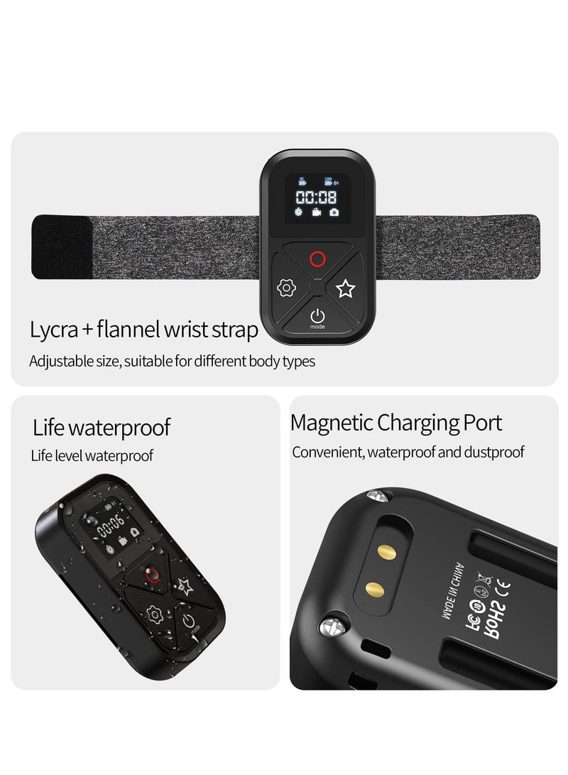 جهاز تحكم عن بعد لاسلكي ذكي لكاميرا GoPro Max Mini Hero 12 Hero 11 Hero 10 Hero 9 Hero 8، مع مؤشر LCD ومنفذ شاحن مغناطيسي وحزام يد لكاميرا Go Pro 11 12 10 9 8، ملحقات الكاميرا (أسود) - Image 5