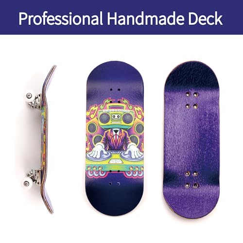 RACOFSB 36mm Pro Fingerboard with Wooden Finger Skateboard Deck Upgraded Finger Board Trucks Street Shape Bearing Wheels (DJ) - Image 3