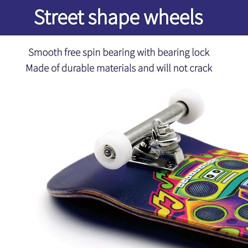 RACOFSB 36mm Pro Fingerboard with Wooden Finger Skateboard Deck Upgraded Finger Board Trucks Street Shape Bearing Wheels (DJ) - Image 5